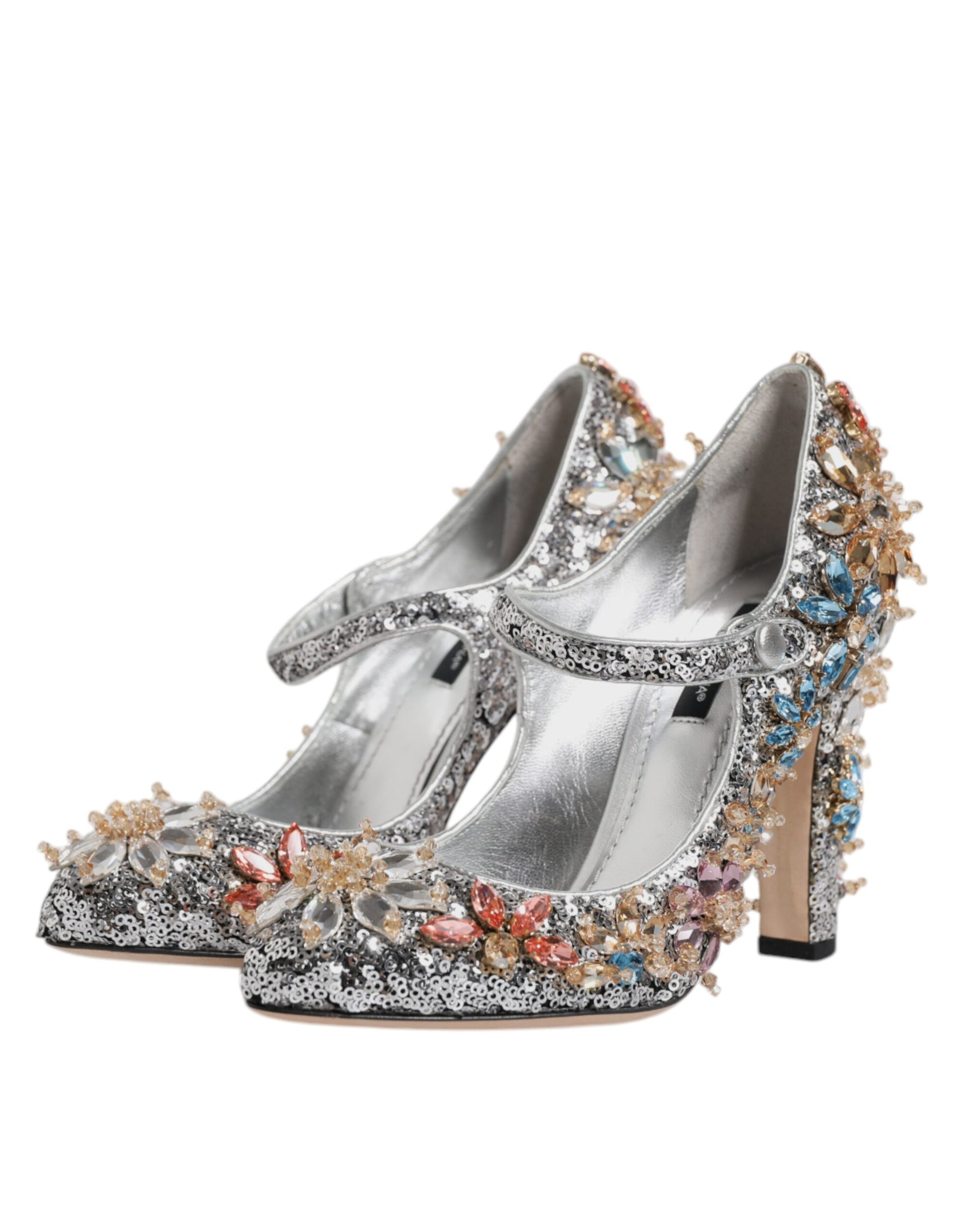 Silver Sequin Embellished Heels Pumps Shoes