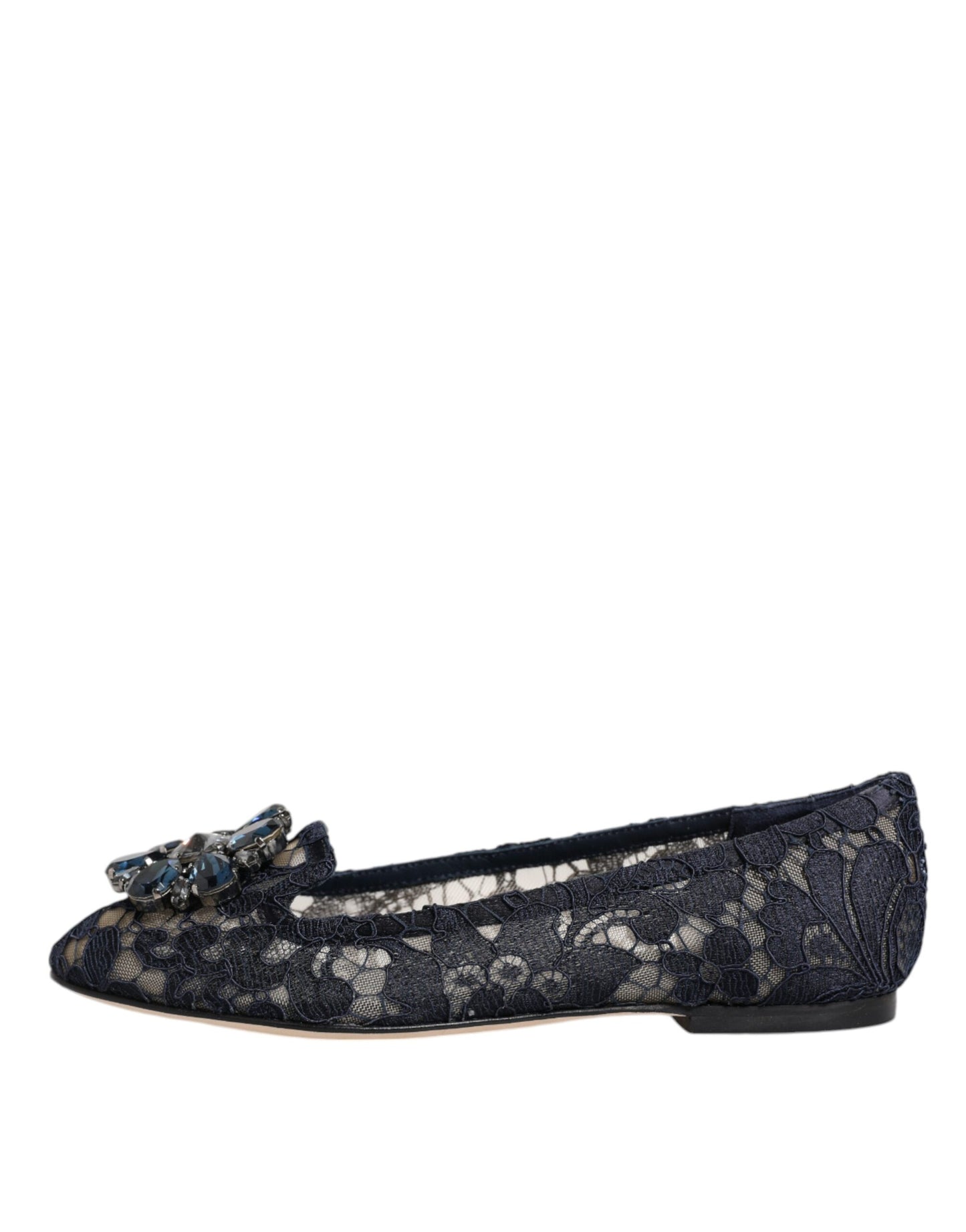 Blue Taormina Lace Crystals Flats Shoes