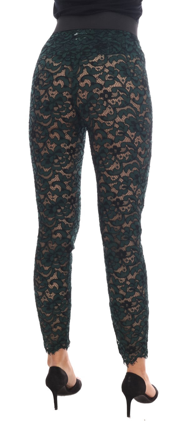 High Waist Floral Lace Slim Trousers