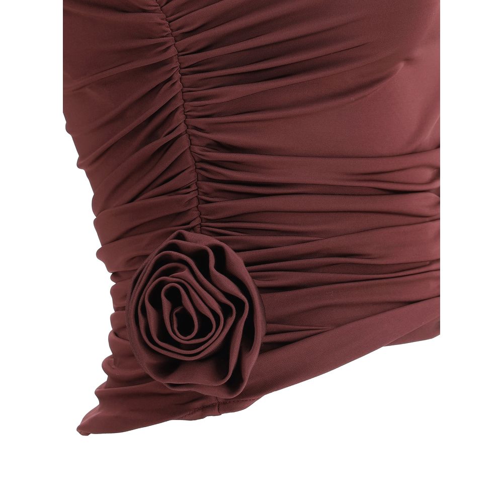 One-shoulder top with rose detail