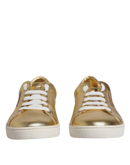 Gold Leather Logo London Men Sneakers Shoes