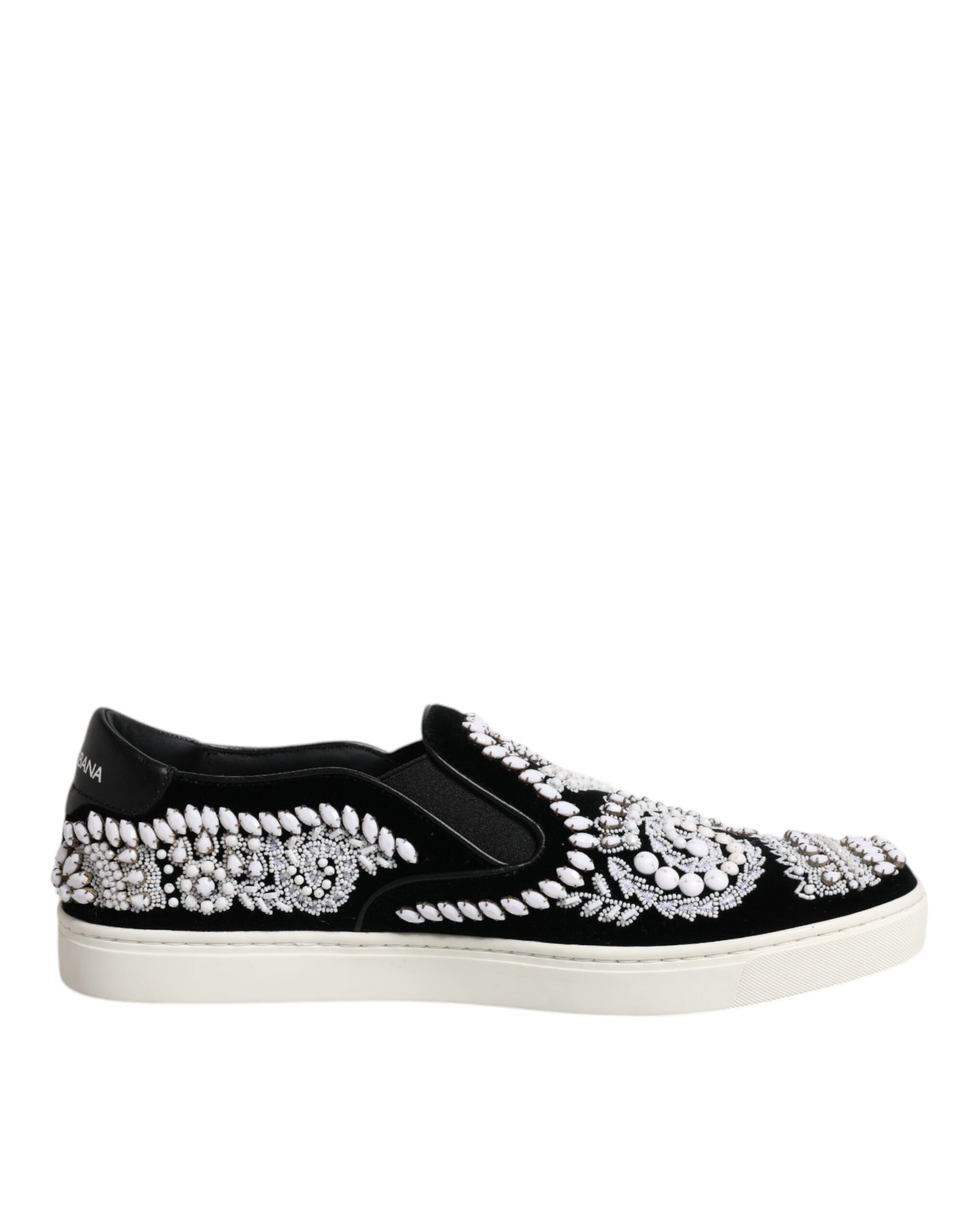 Black Embellished London Men Slip On Shoes