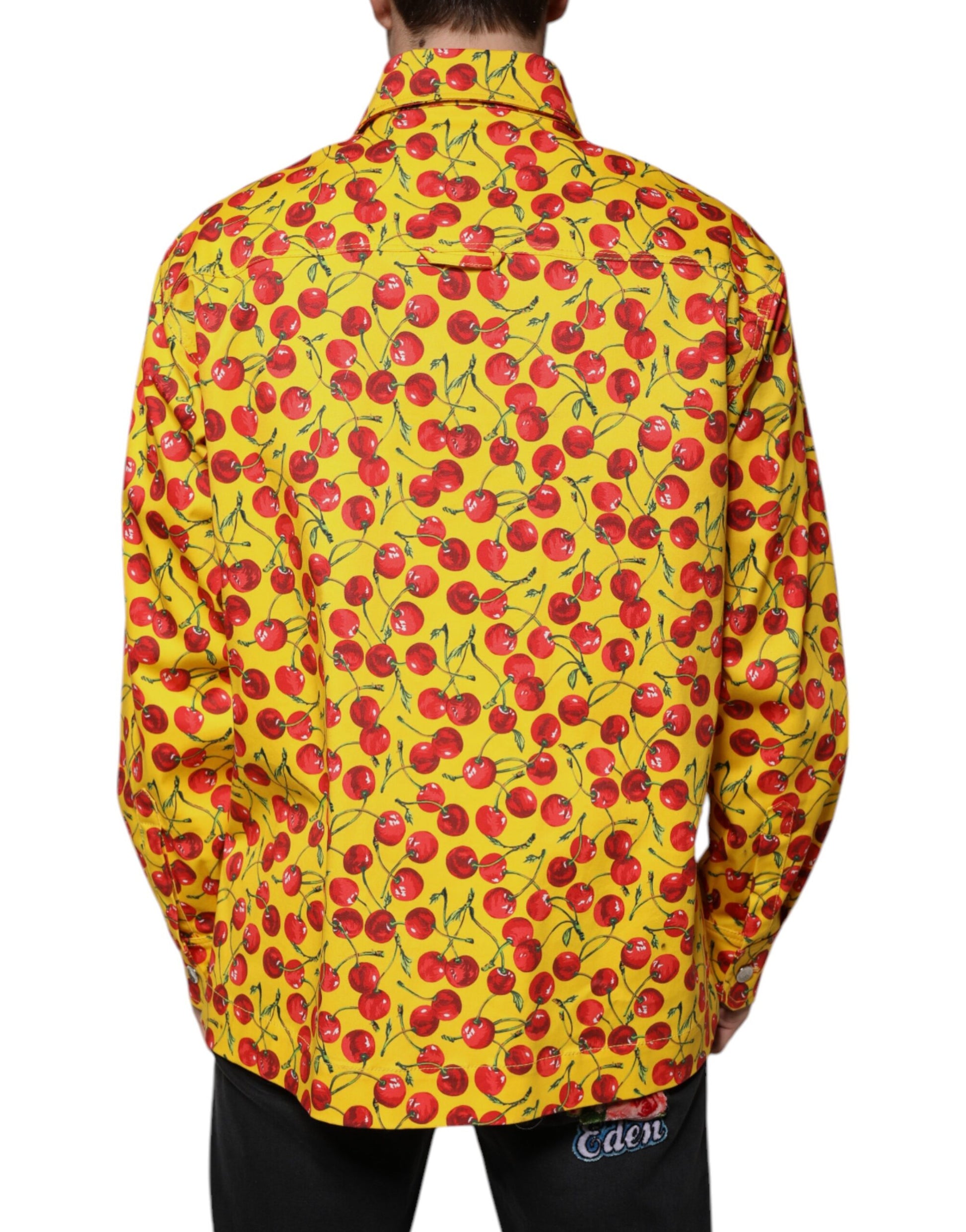 Yellow Cherry Button Down Men Casual Shirt