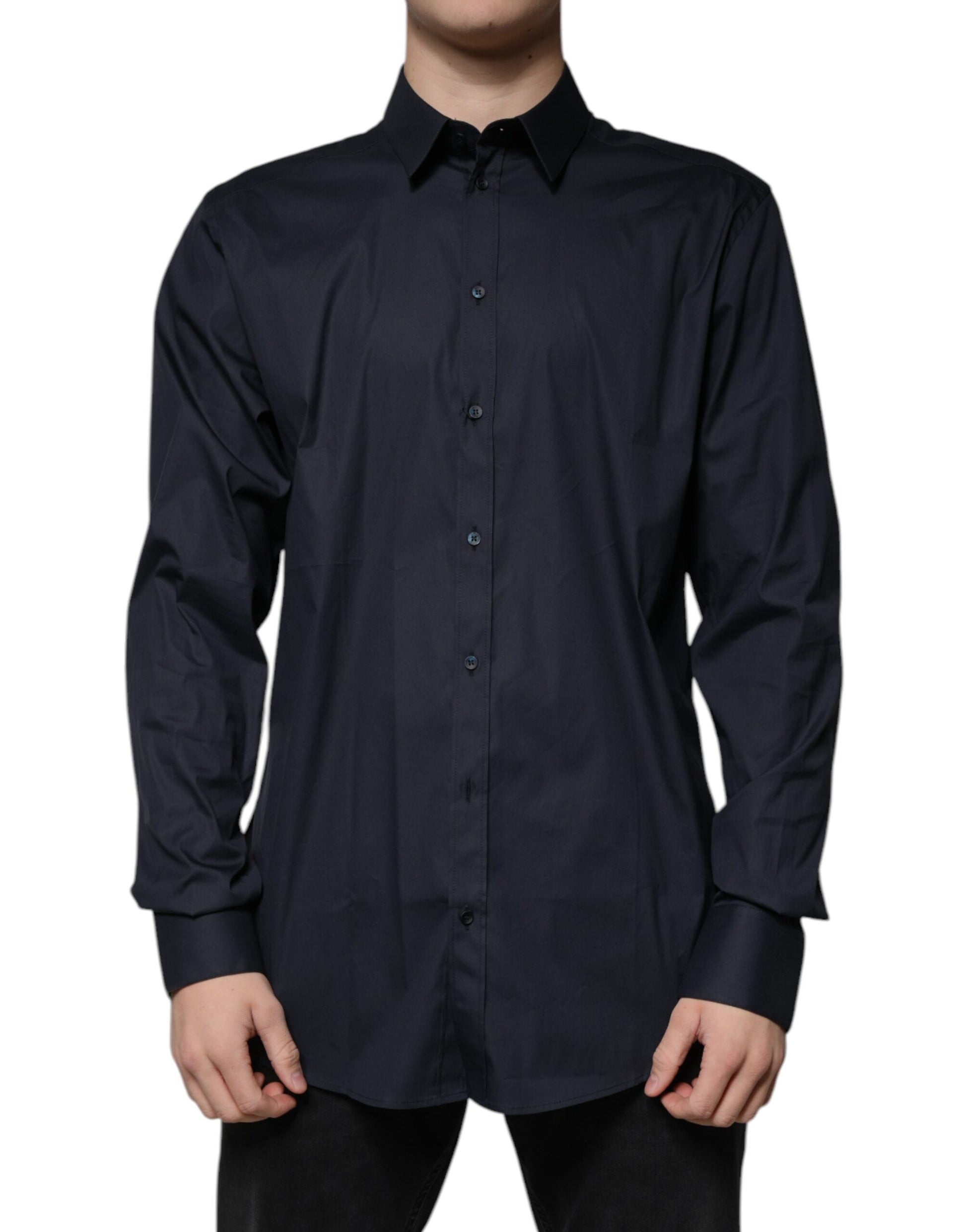 Black Cotton Blend Formal GOLD Dress Shirt