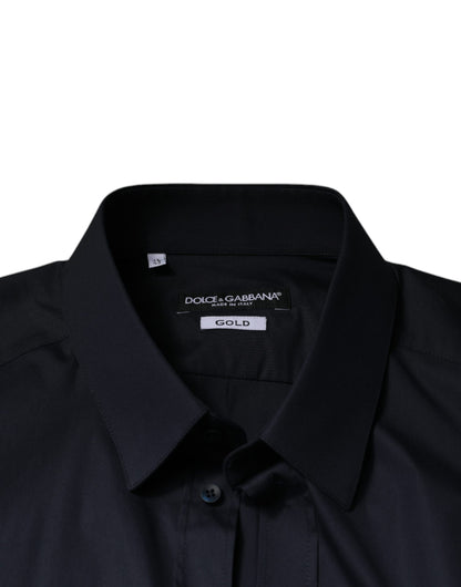 Black Cotton Blend Formal GOLD Dress Shirt