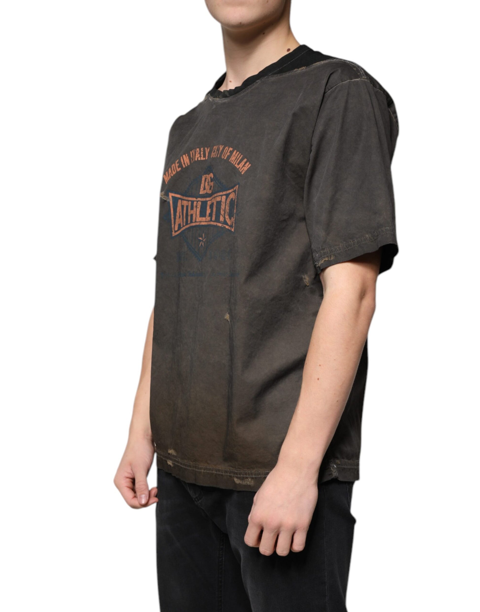 Brown Graphic Print Cotton Round Neck T-shirt