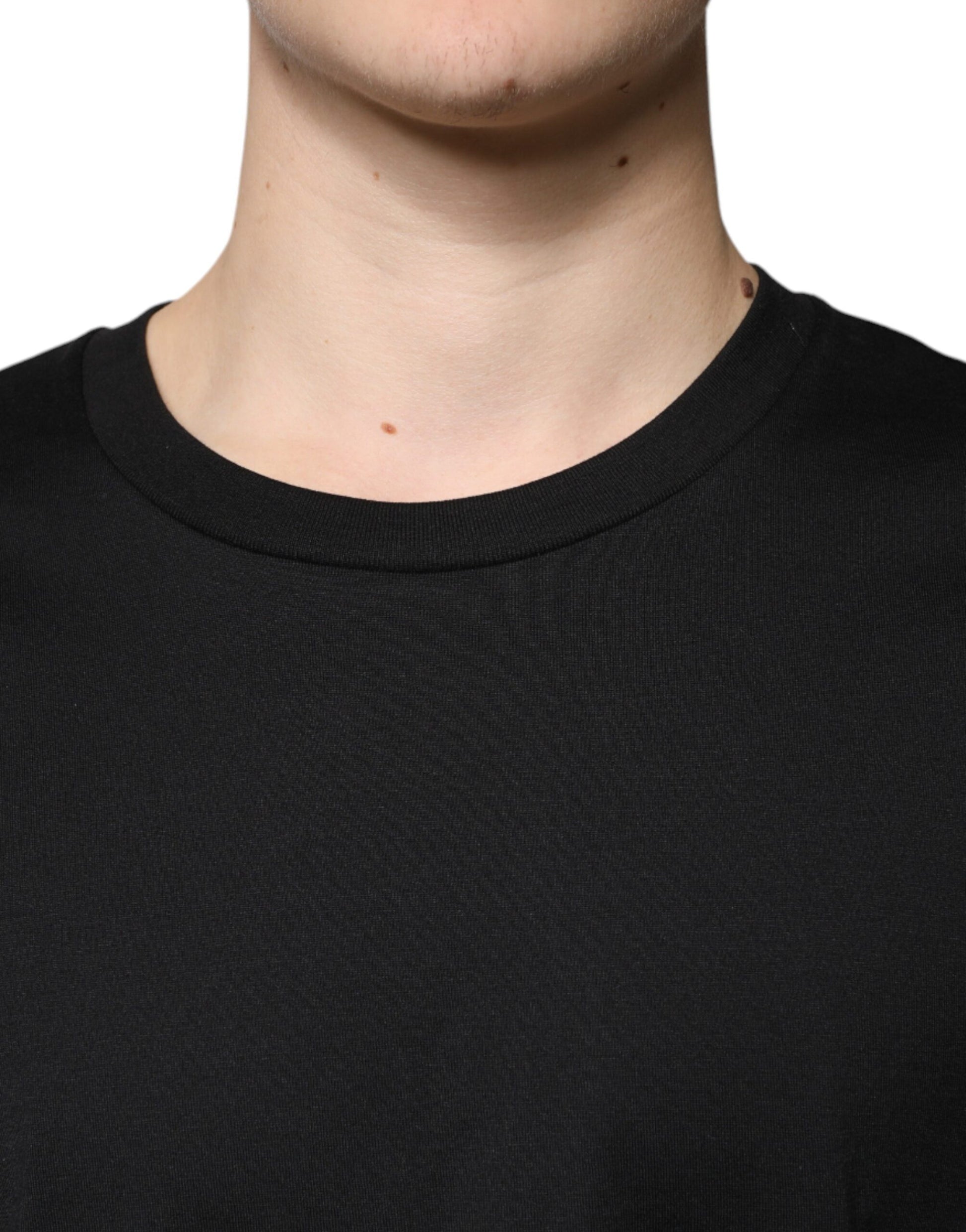 Black Cotton Crew Neck Short Sleeves T-shirt