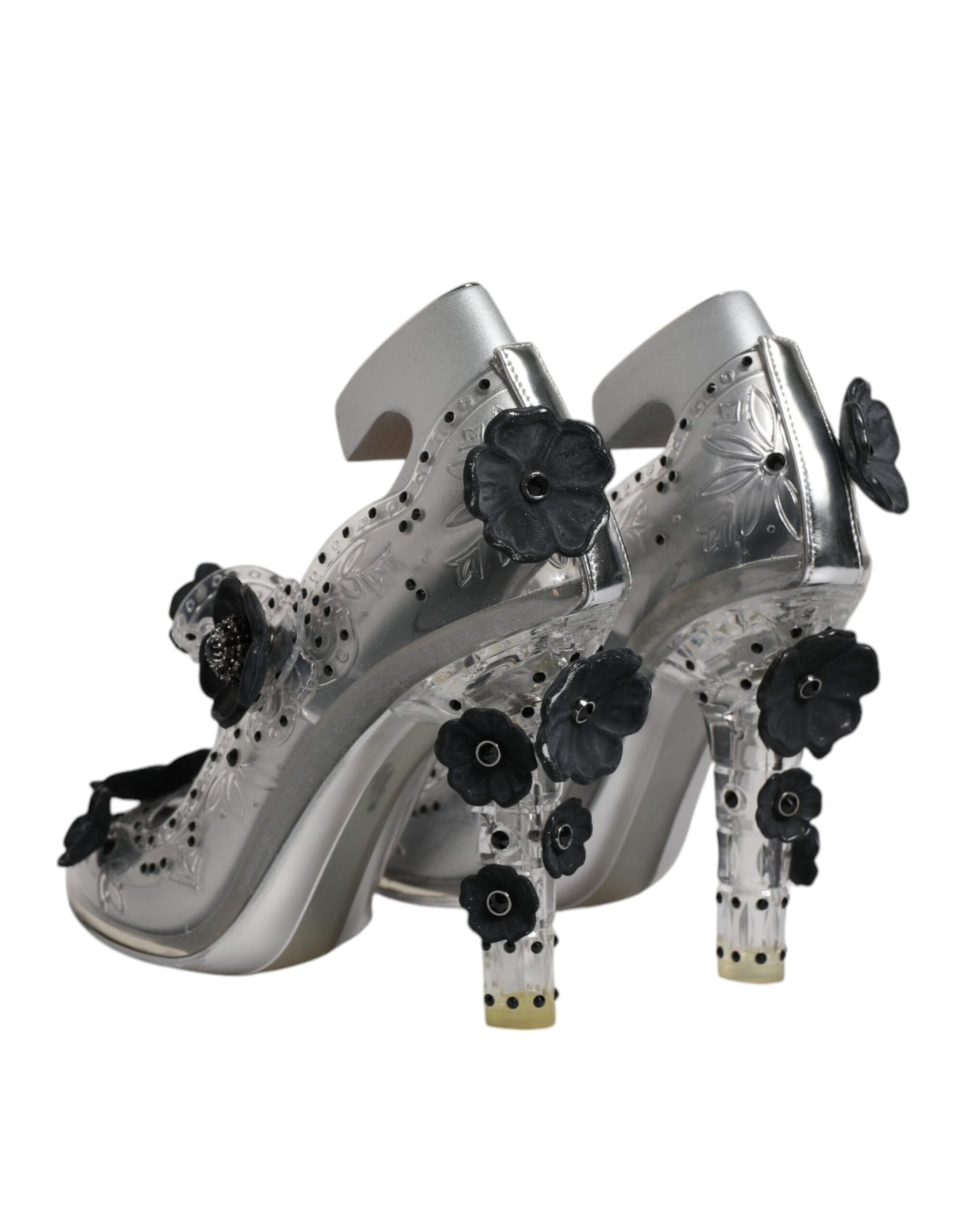 Clear Floral Crystal CINDERELLA Heels Shoes