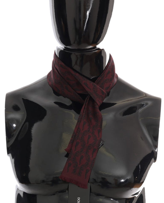 Silk Bordeaux Crown Chili Print Mens Scarf