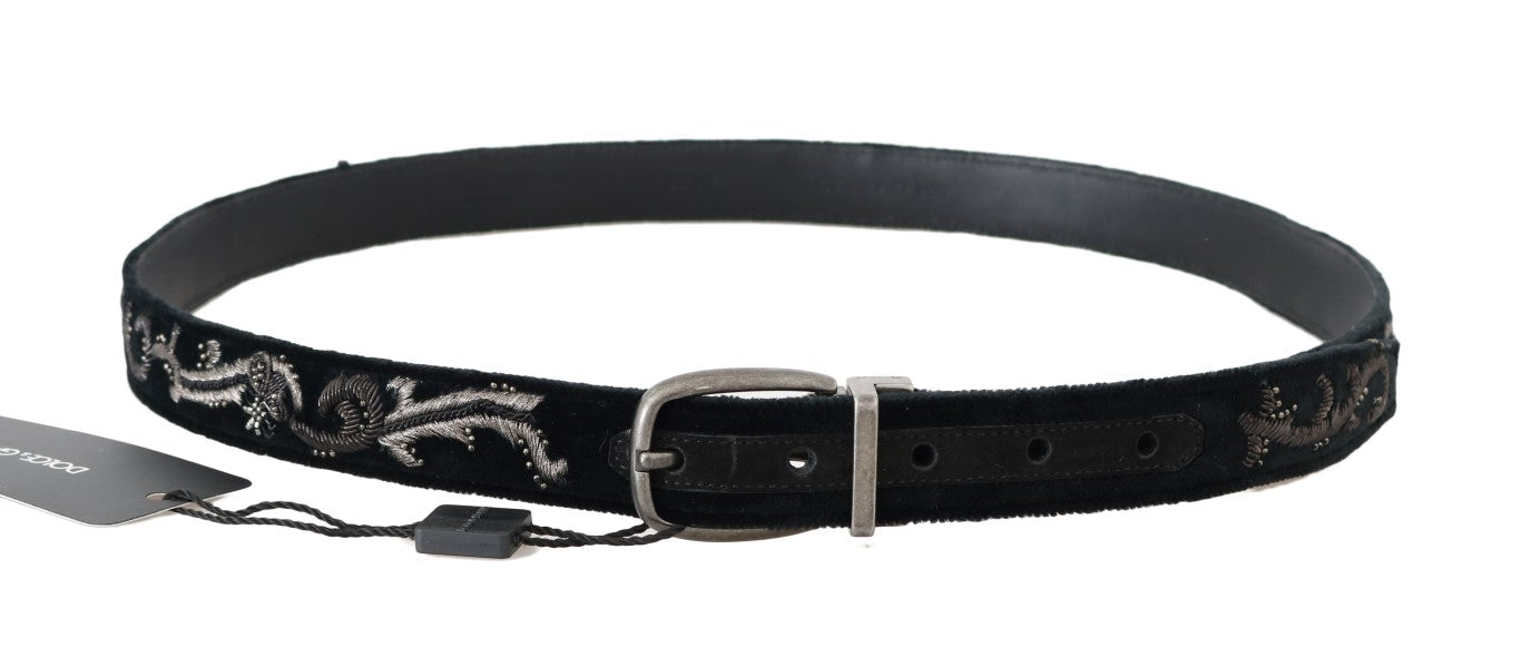 Elegant Black Cotton-Leather Men's Belt