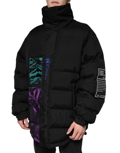 Black Nylon Puffer Men Full Zip Jacket