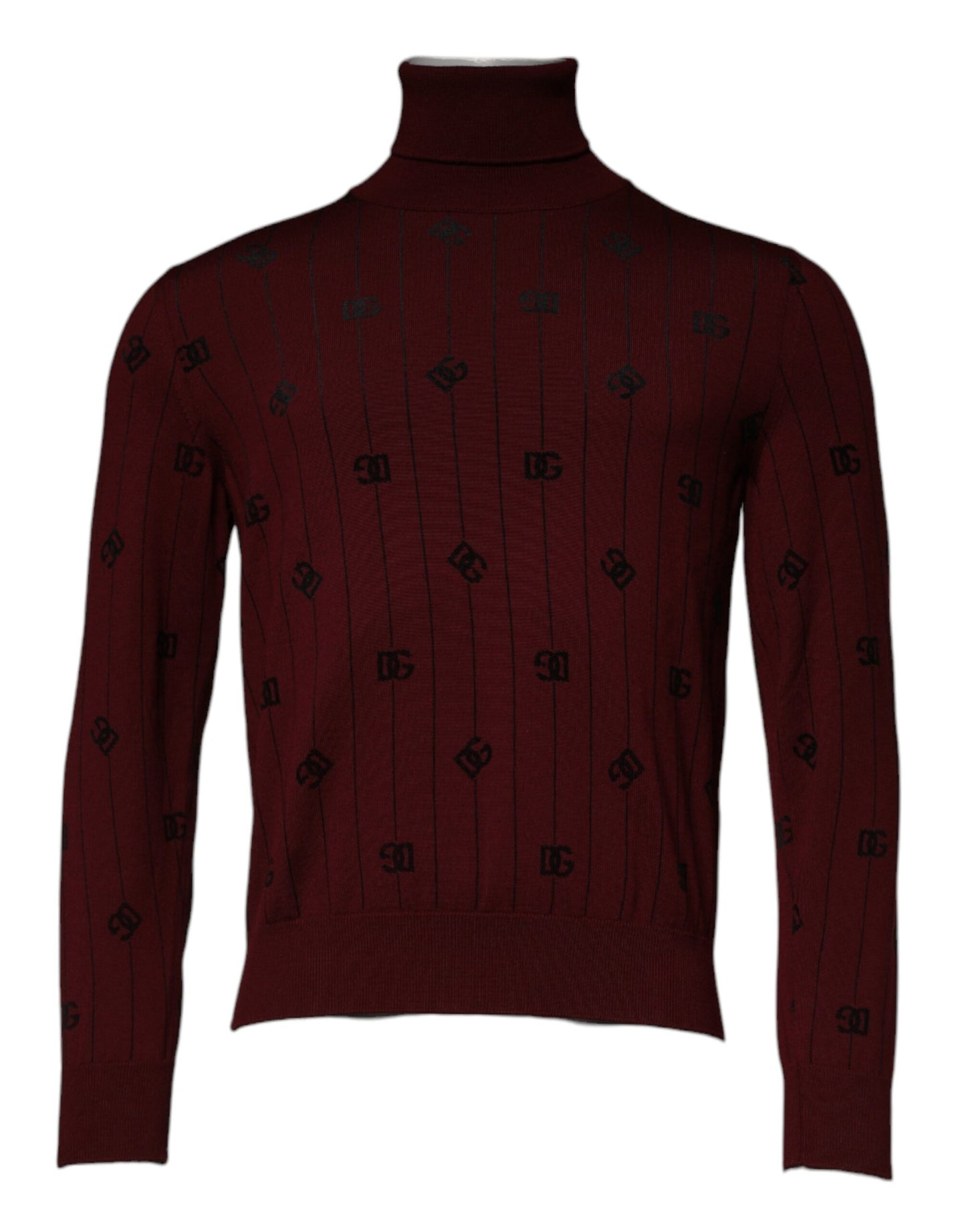 Maroon Monogram Turtleneck Pullover Sweater