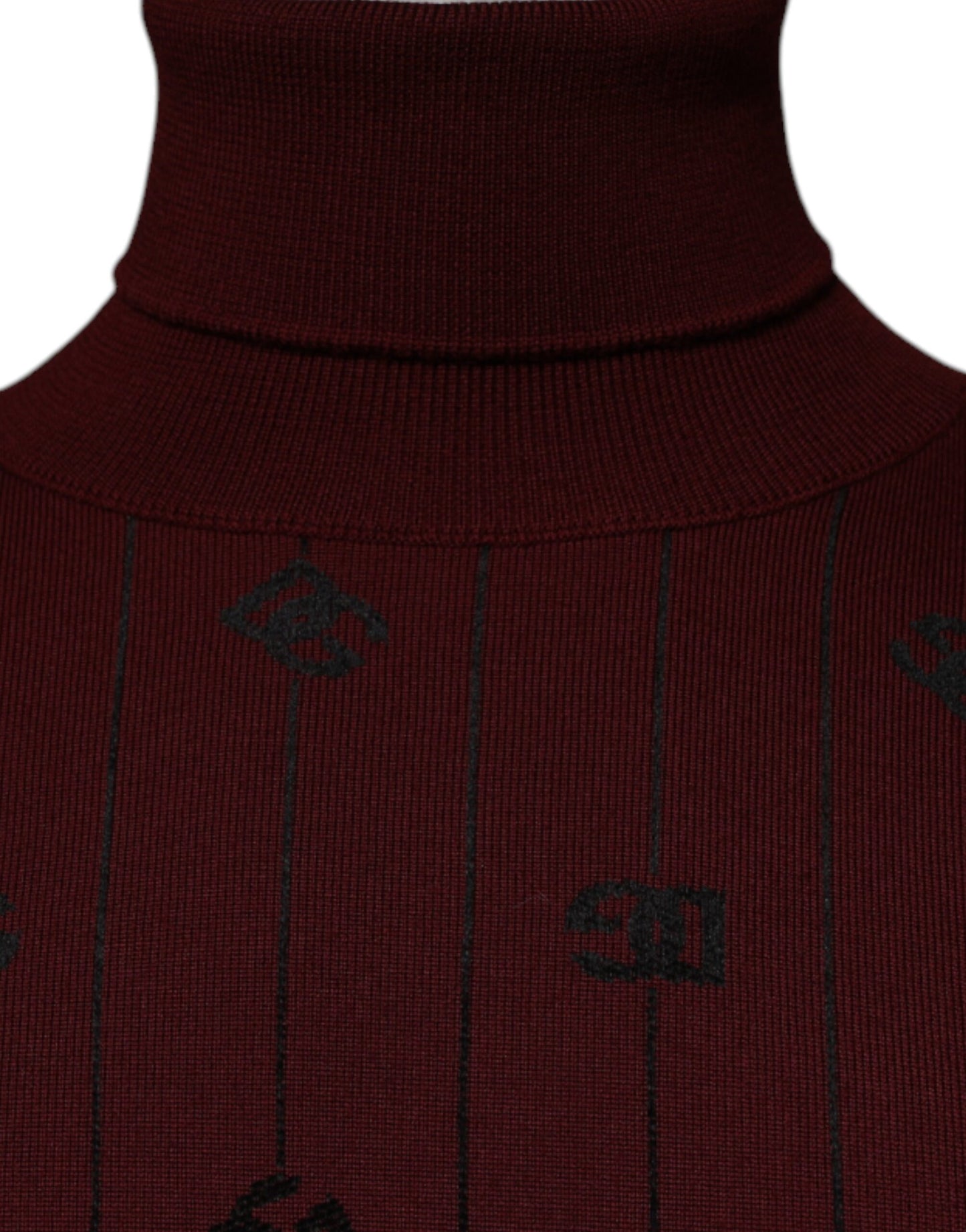 Maroon Monogram Turtleneck Pullover Sweater