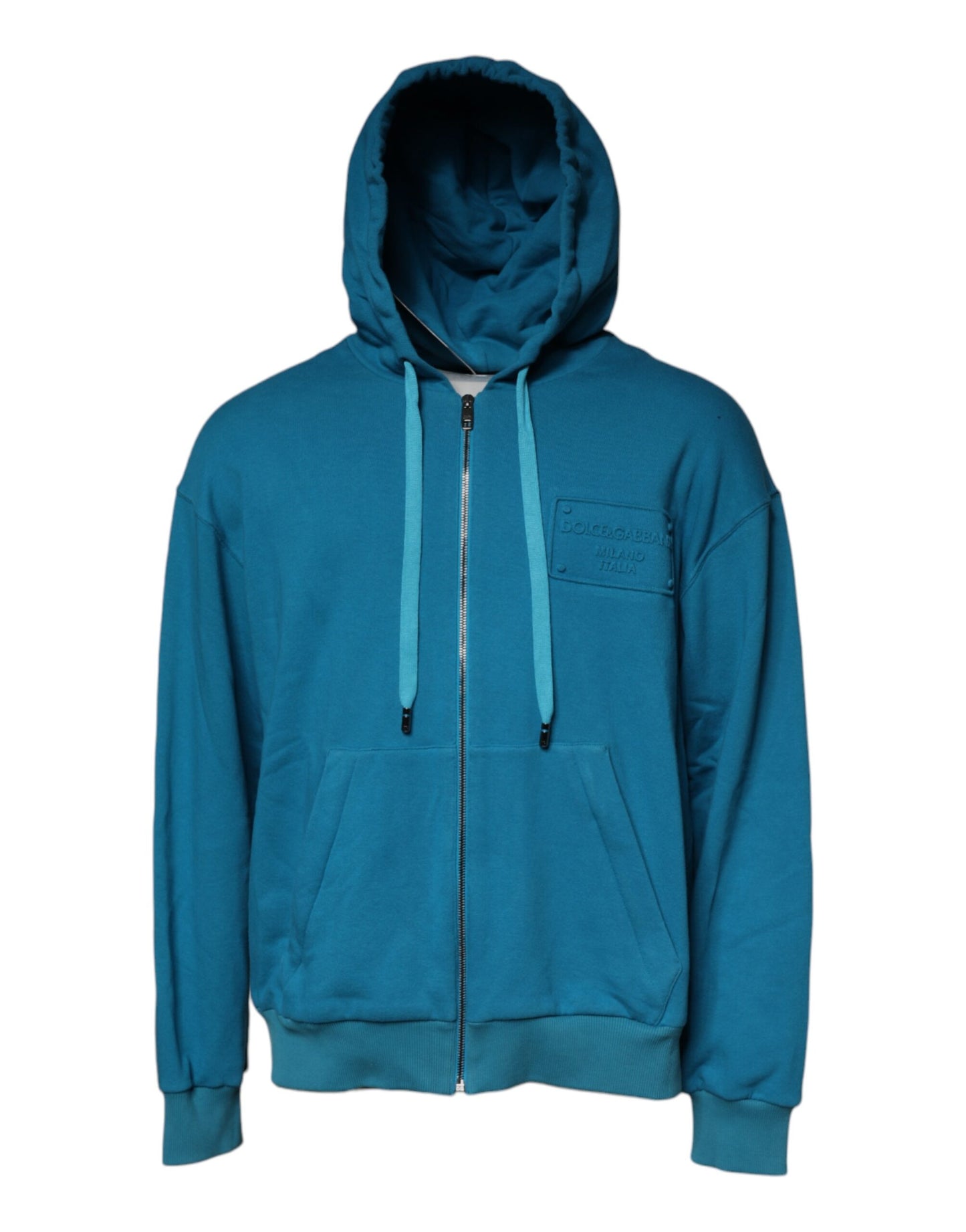 Blue Logo Cotton Hooded Sweatshirt Sweater