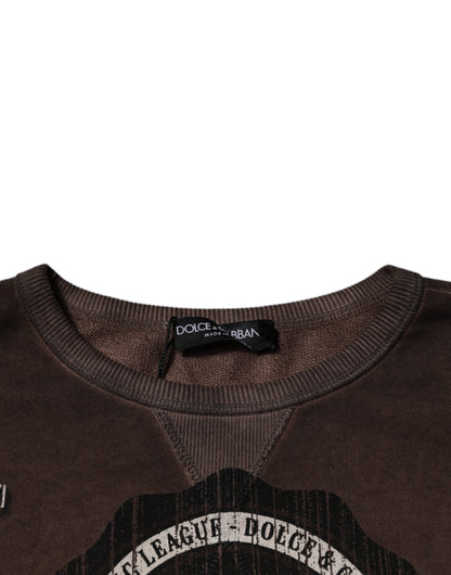 Brown Logo Print Crew Neck Pullover Sweater