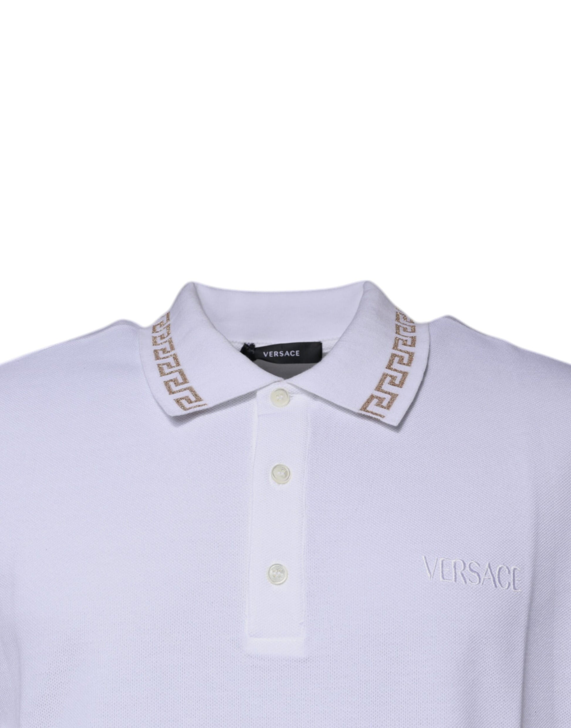 White Viscose Collared Men Polo Short Sleeves T-shirt