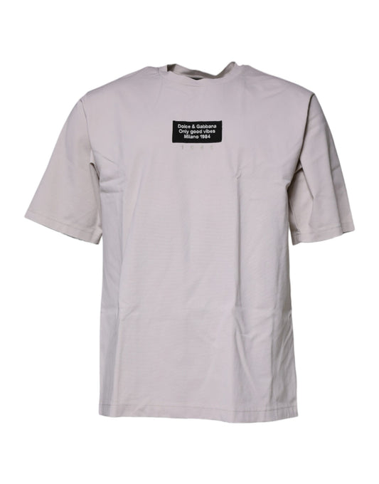 Beige DG Logo Crew Neck Short Sleeves T-shirt