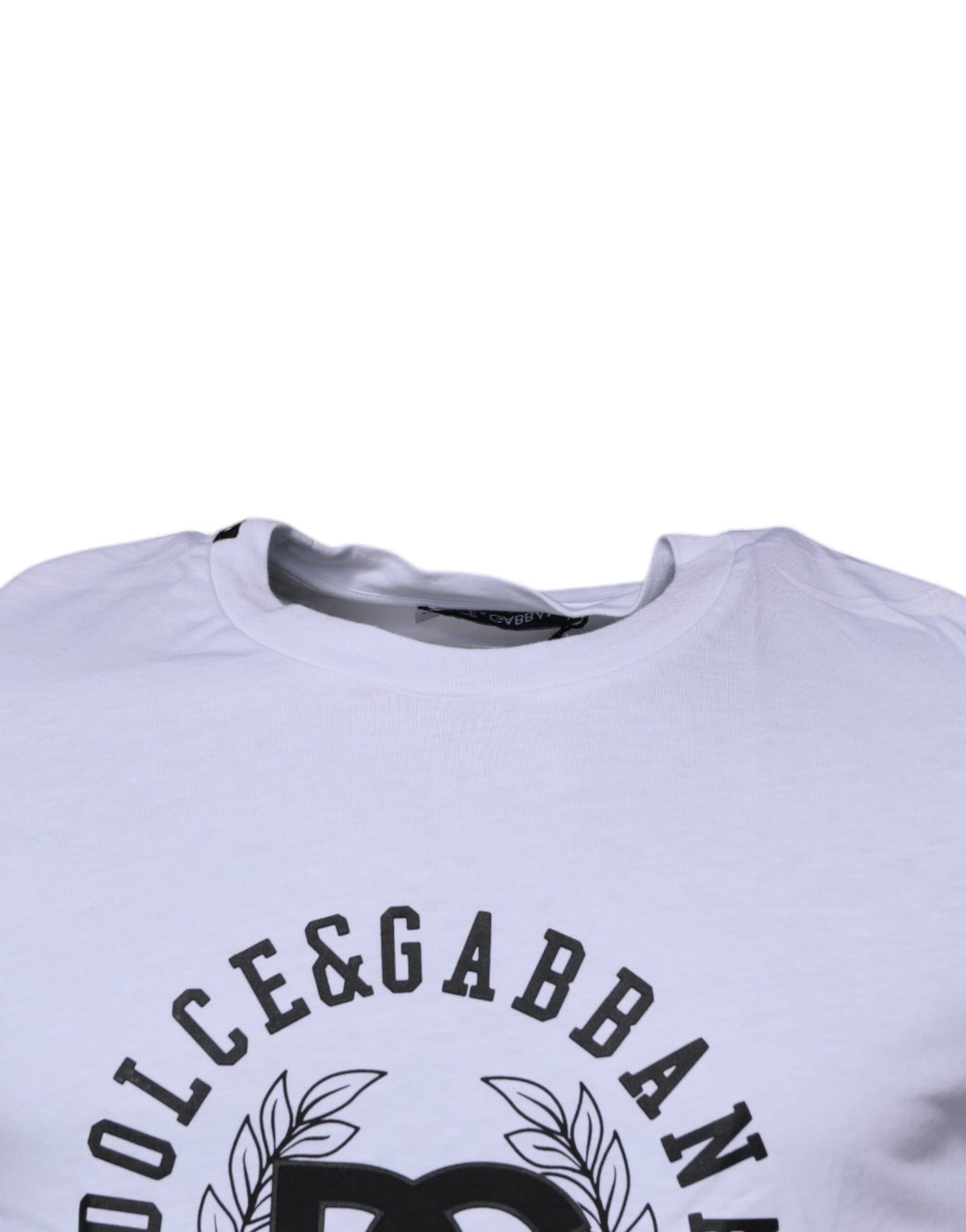 White Logo Print Cotton Crew Neck T-shirt