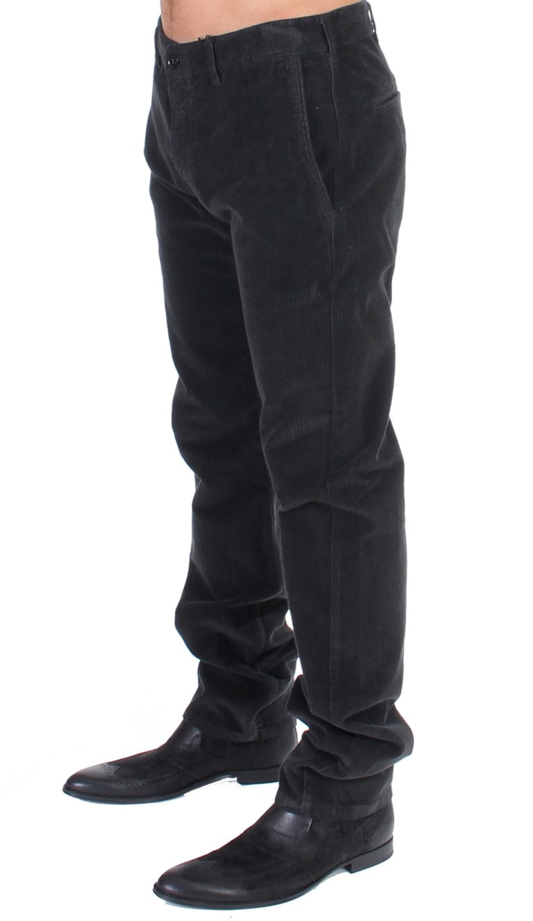 Elegant Black Cotton Corduroy Pants