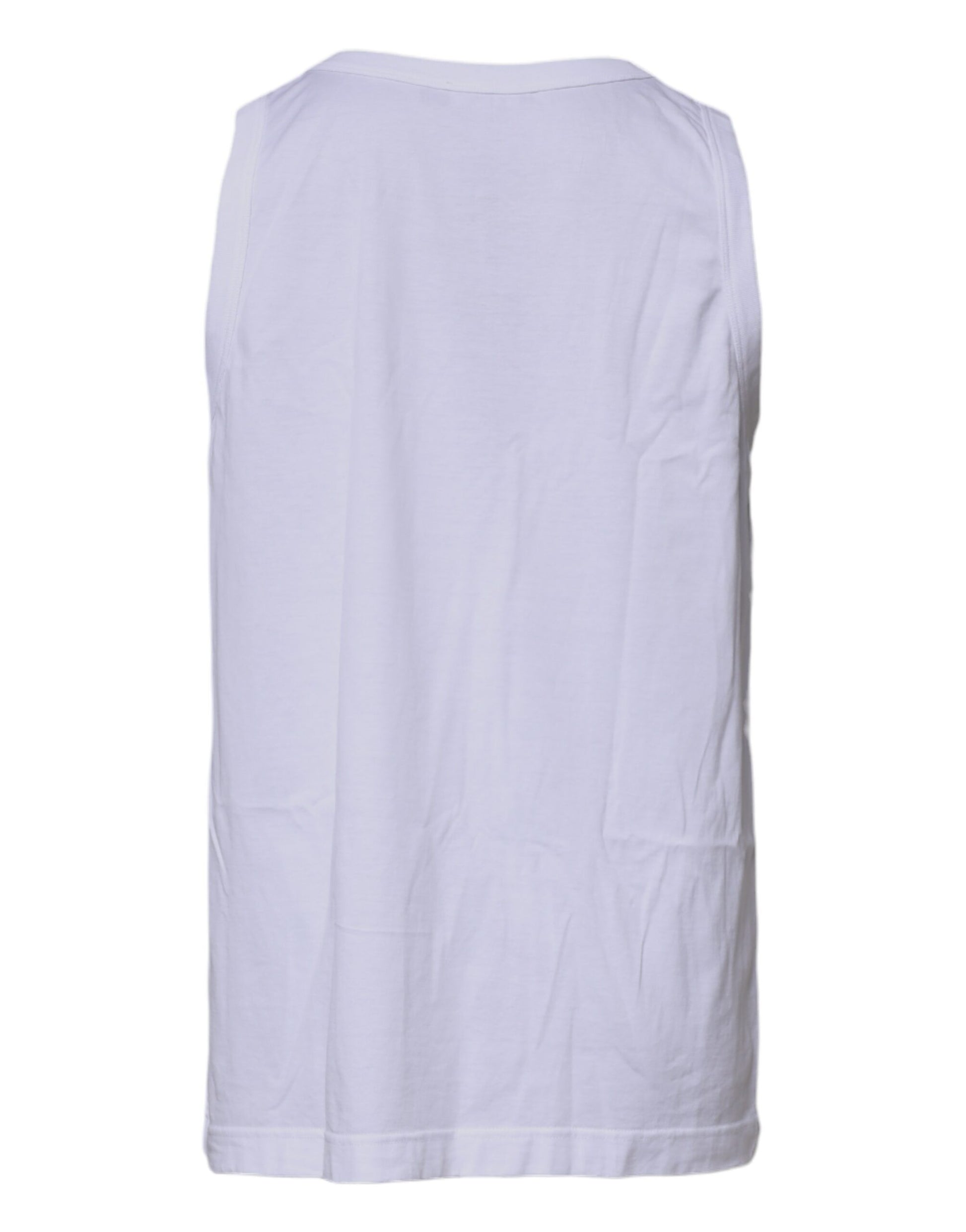 White Logo Cotton Sleeveless Tank T-shirt