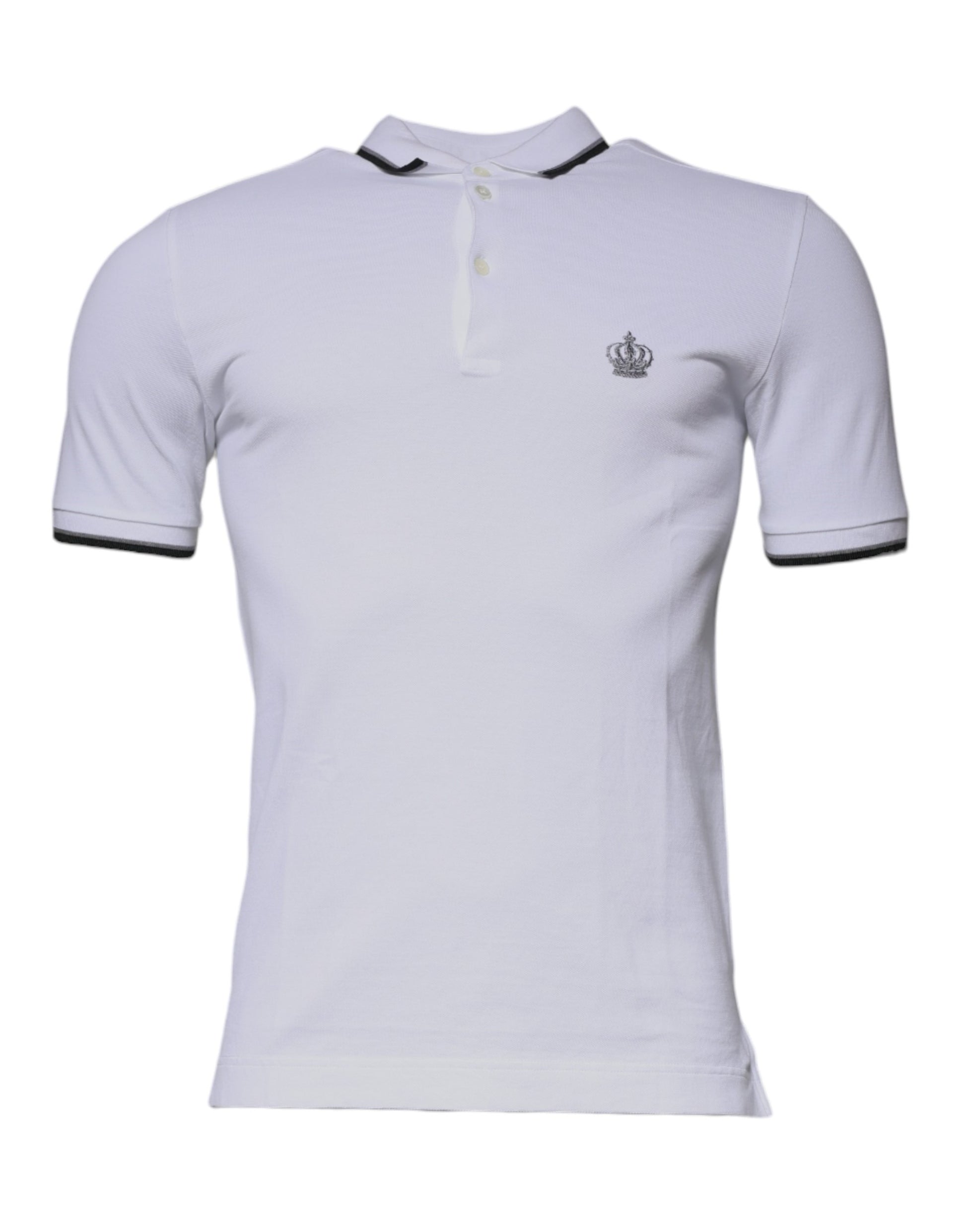 White Cotton Crown Collared Polo T-shirt