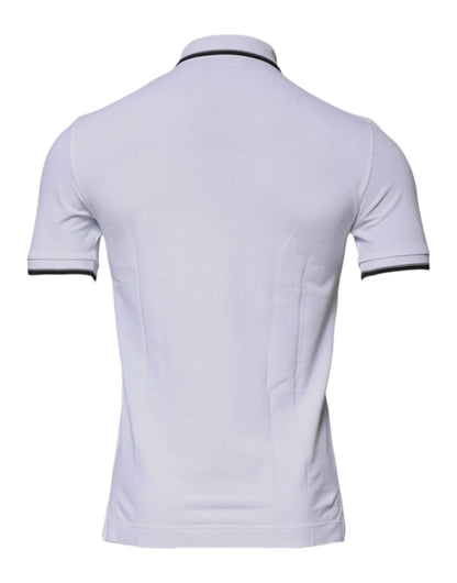 White Cotton Crown Collared Polo T-shirt