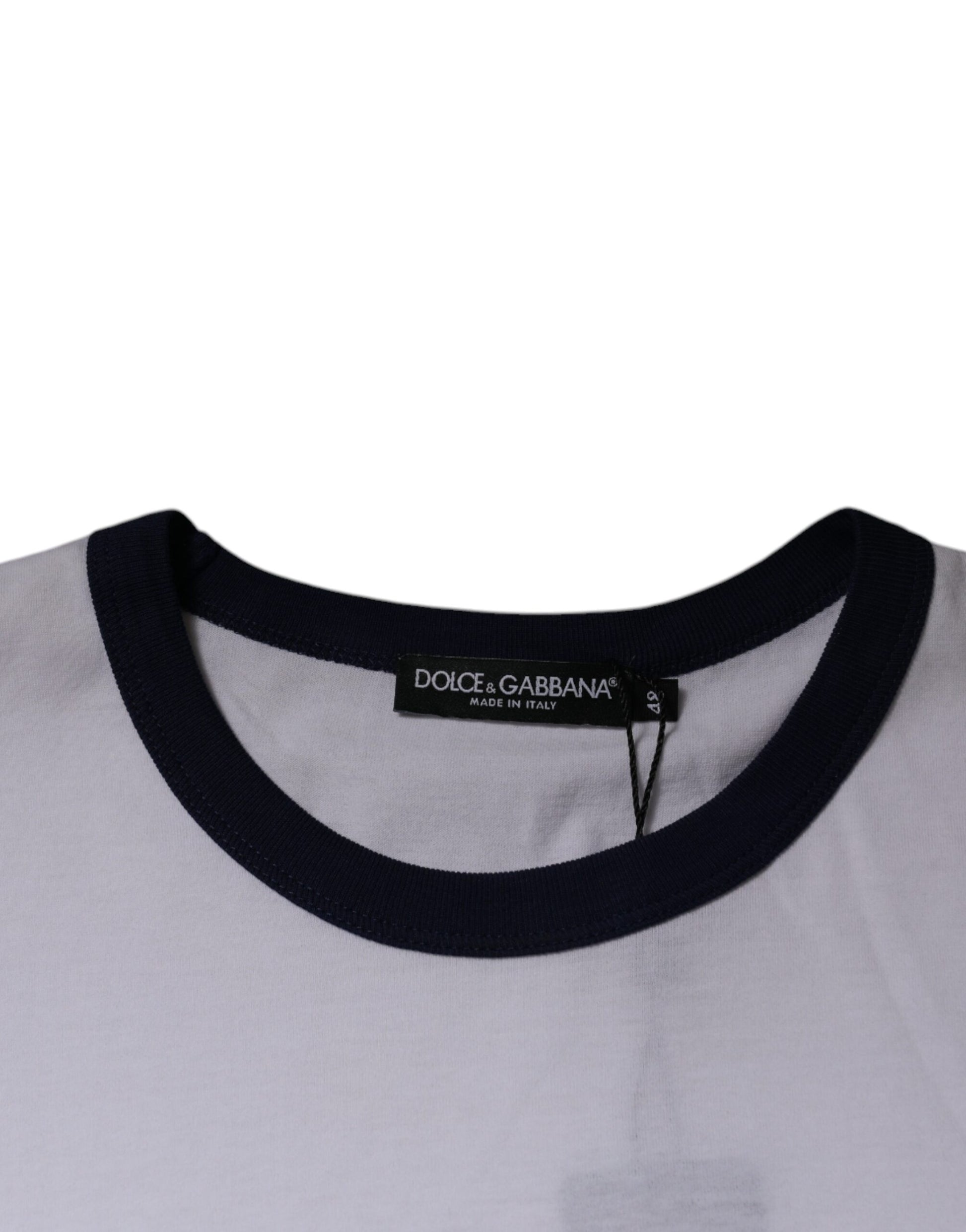 White Graphic Print Cotton Crew Neck T-shirt