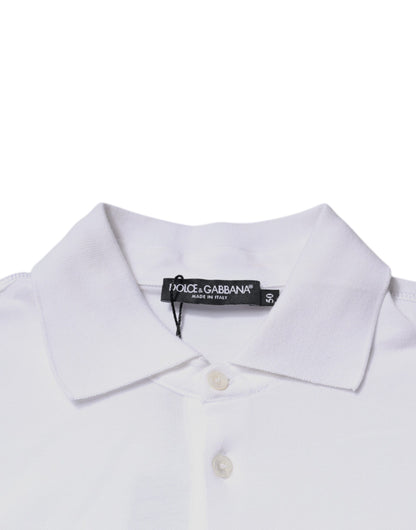 White Cotton Logo Plaque Collared Polo T-shirt