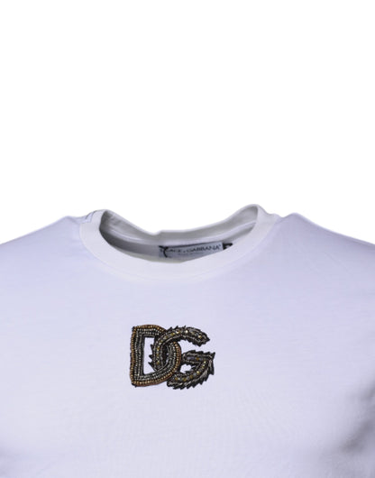 White DG Logo Cotton Crew Neck T-shirt