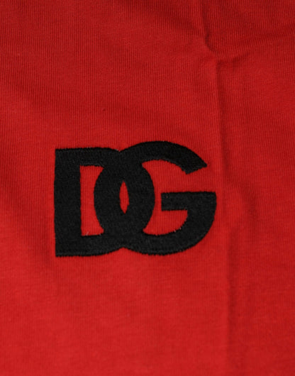 Red DG Logo Cotton Crew Neck T-shirt