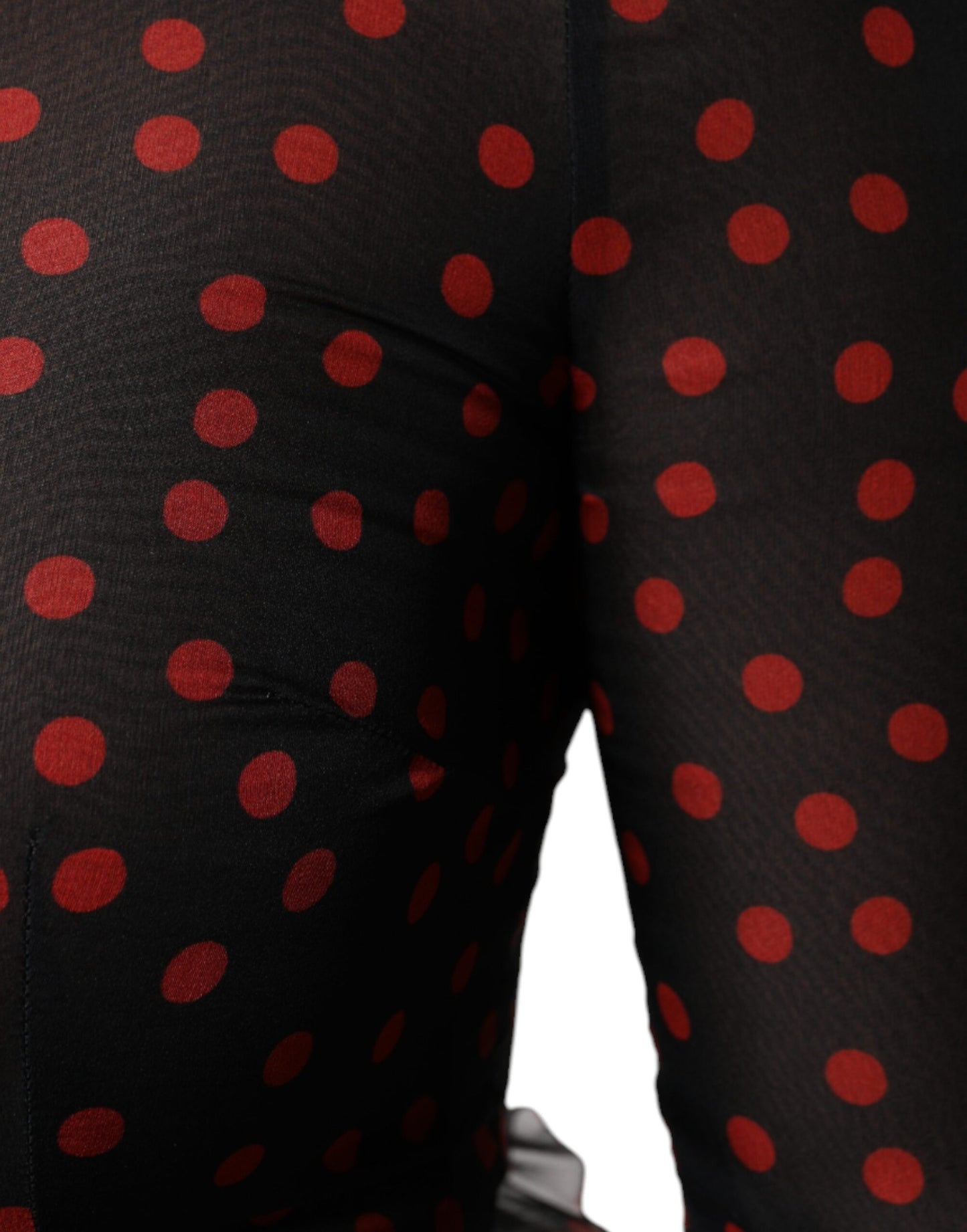 Black Red Polka Dot Silk Layered Midi Dress