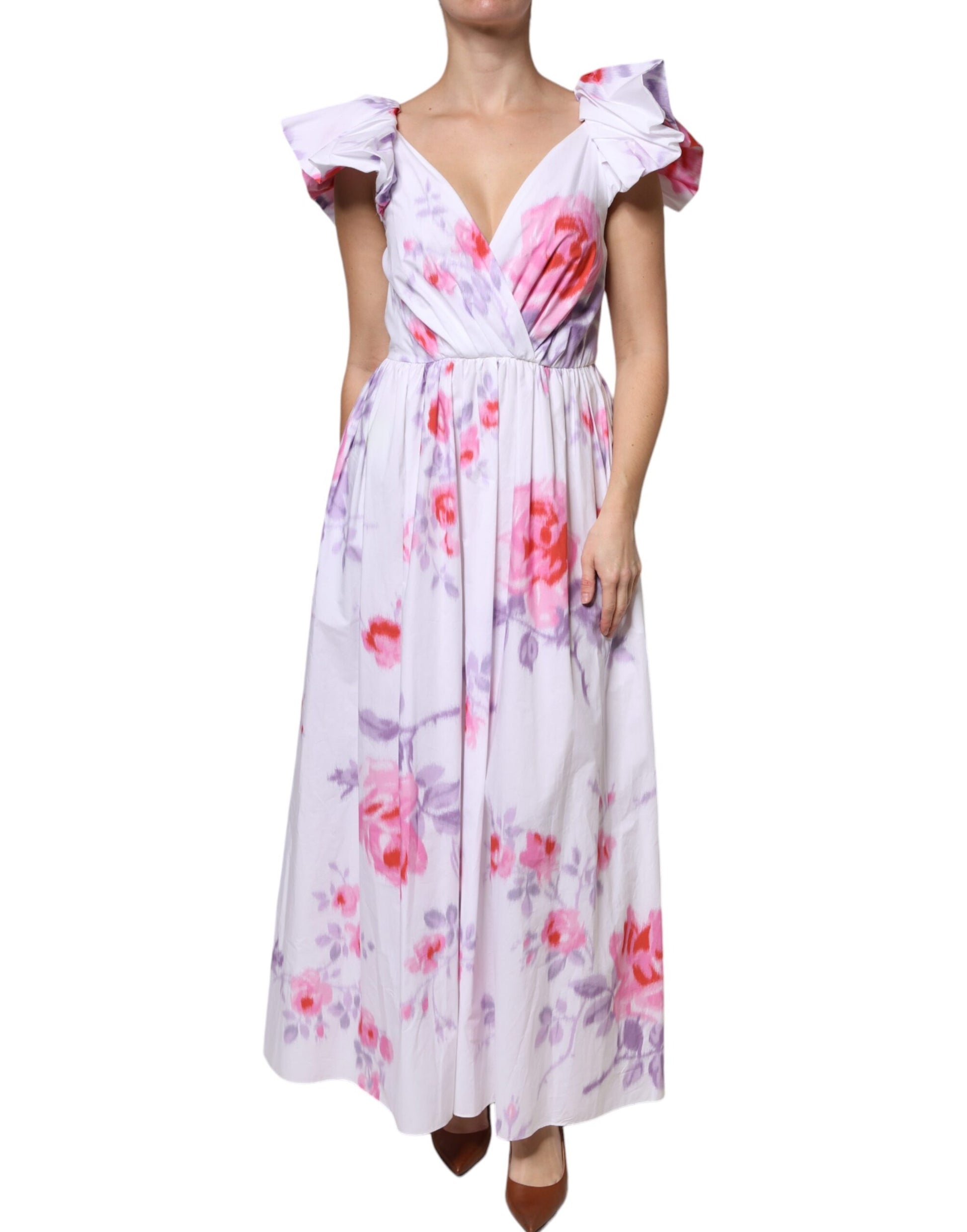 White Floral Cotton Maxi Dress