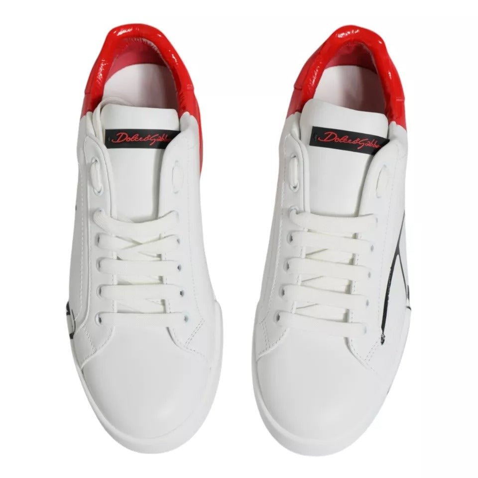 White Red Portofino Low Top Sneakers Shoes