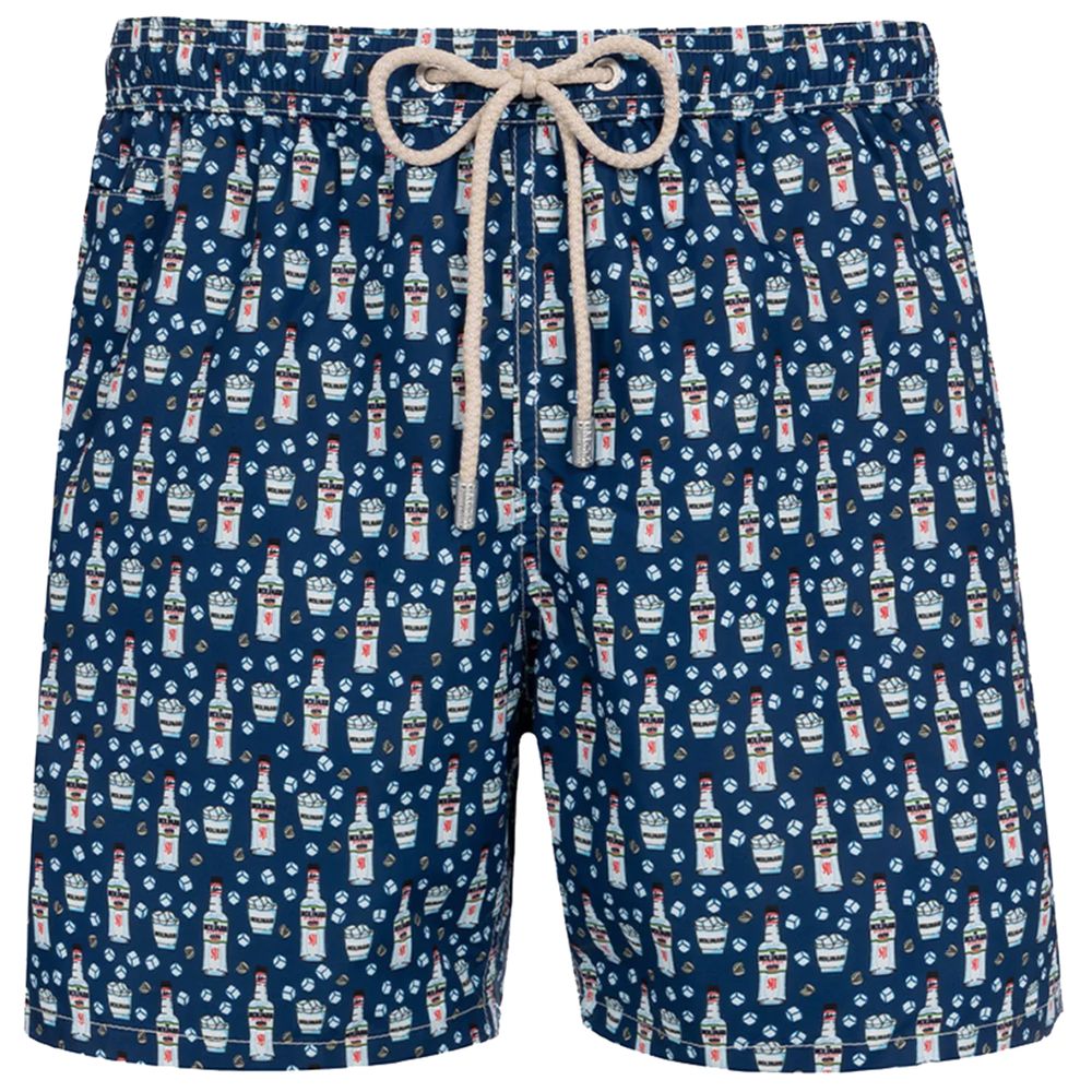 Blue Polyester Men's Swim Trunk