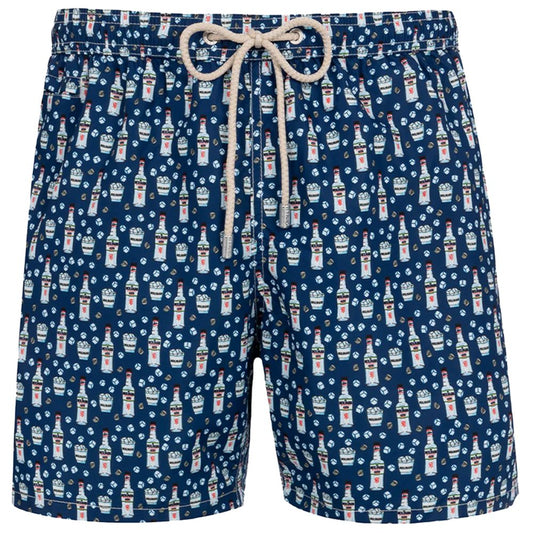 Blue Polyester Men's Swim Trunk