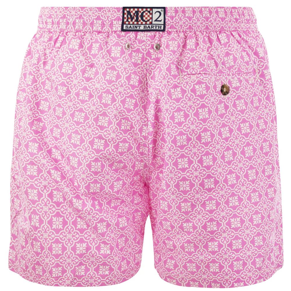 Pink Polyester Men's Swim Trunk