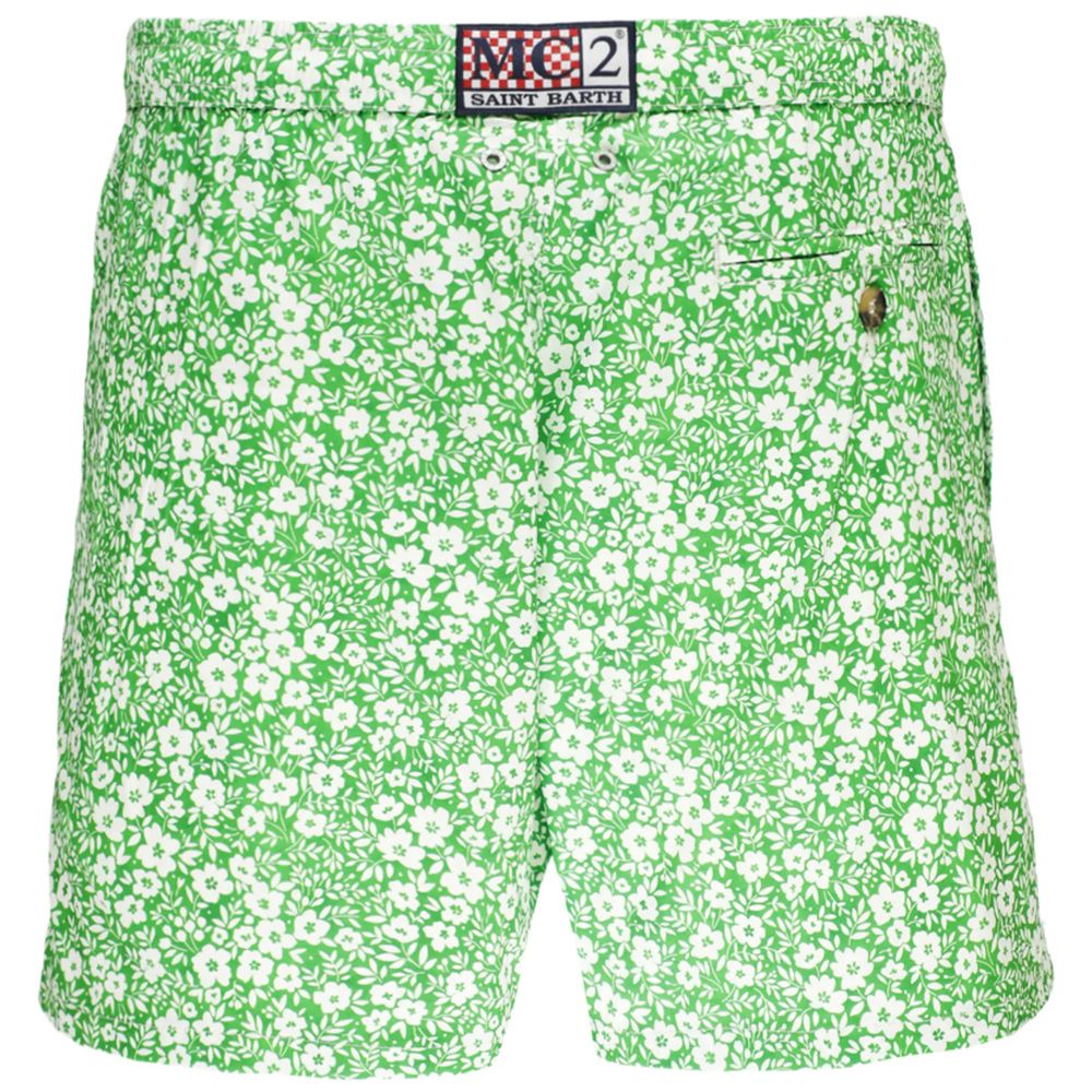 Green Polyester Men's Swim Boxer