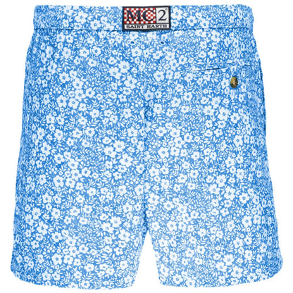 Light Blue Polyester Men's Swim Trunk