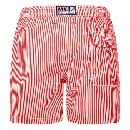 Red Polyester Men's Swim Trunks