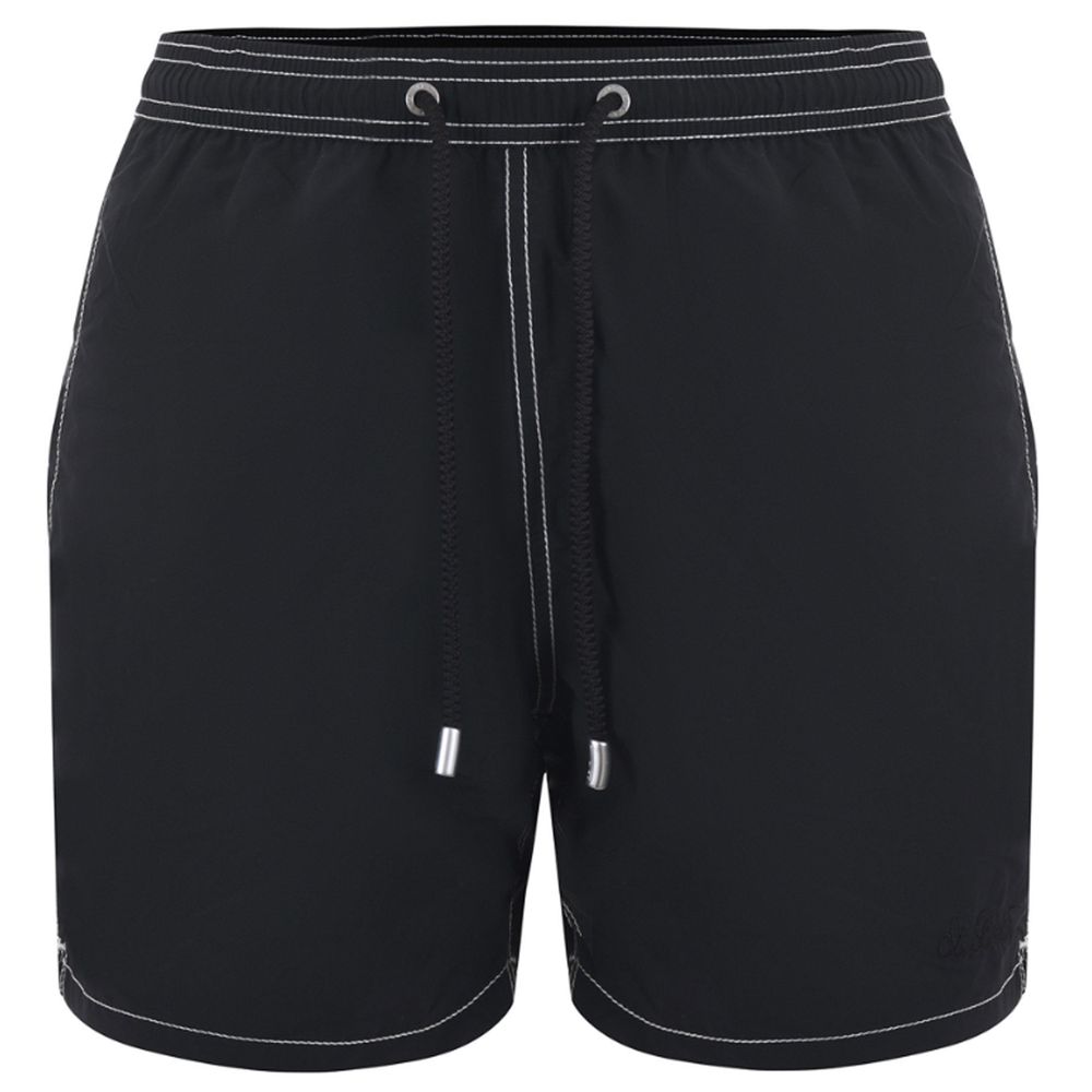 Black Polyester Men Swim Trunk