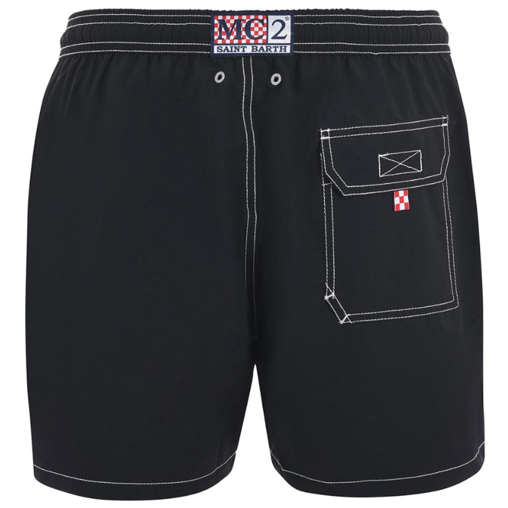 Black Polyester Men Swim Trunk