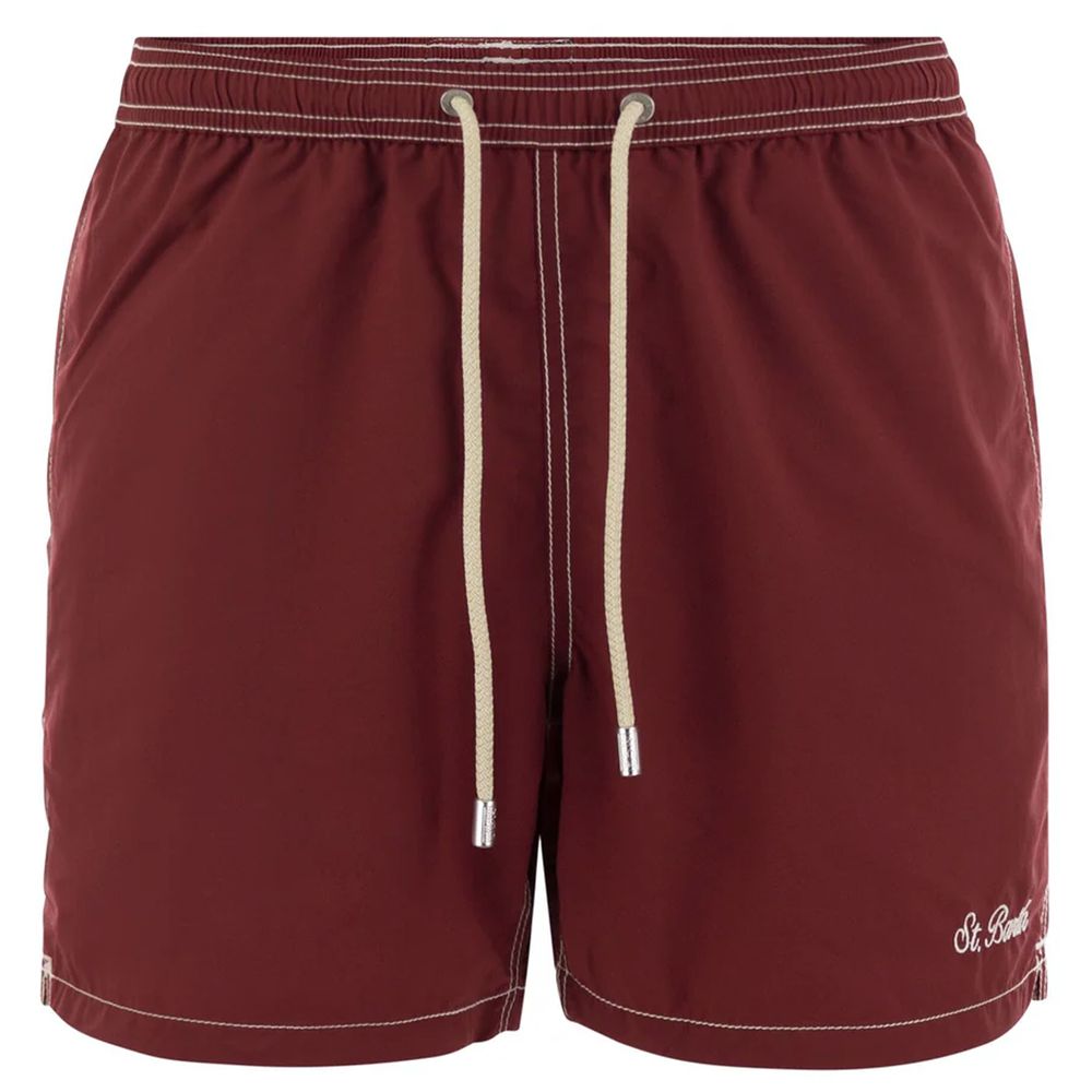 Red Polyester Men's Swim Trunk