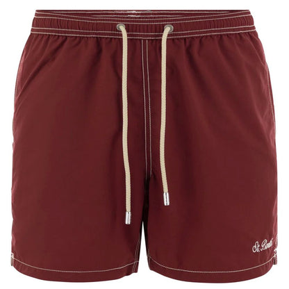 Red Polyester Men's Swim Trunk