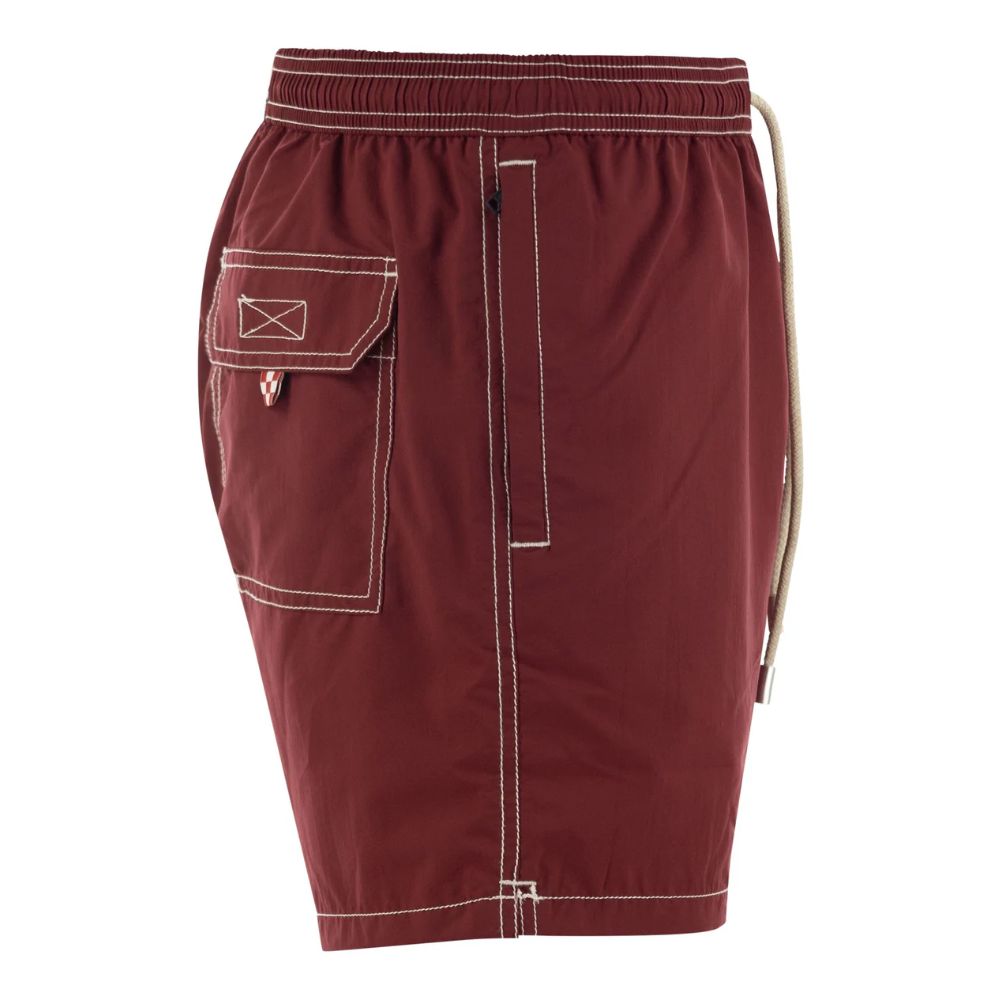 Red Polyester Men's Swim Trunk