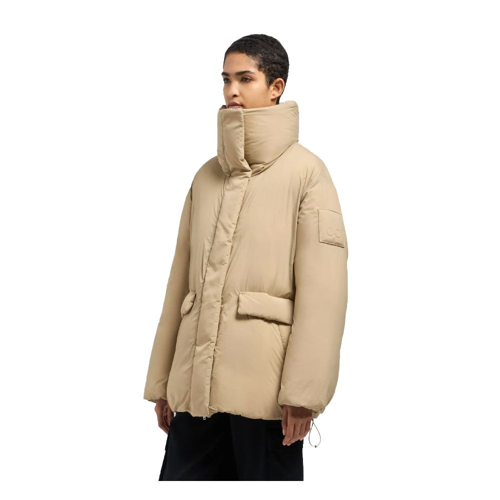 Beige Nylon Jackets & Coat