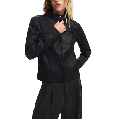 Black Polyester Jackets & Coat