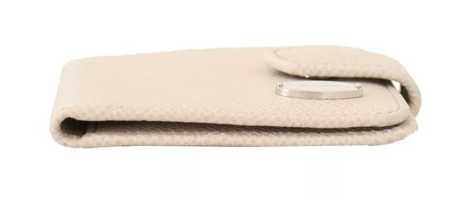 White Dauphine Leather Condom Case Holder Pocket Wallet