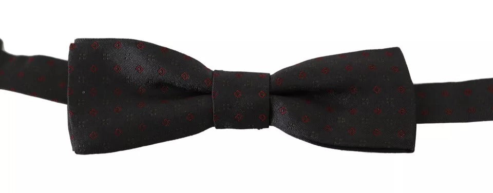 Gray Dotted Silk Adjustable Neck Bow Tie