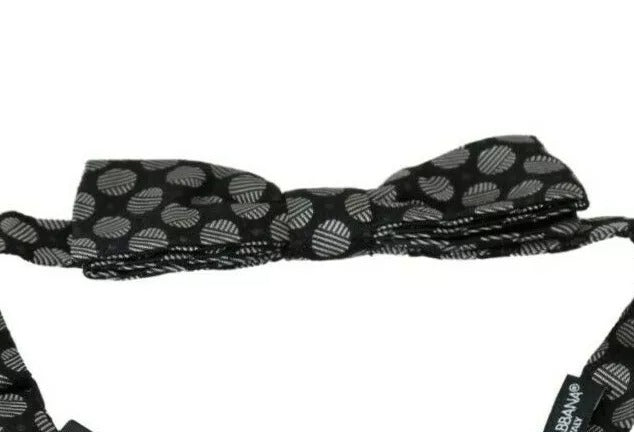 Black Silk Circles Men Necktie Bow Tie