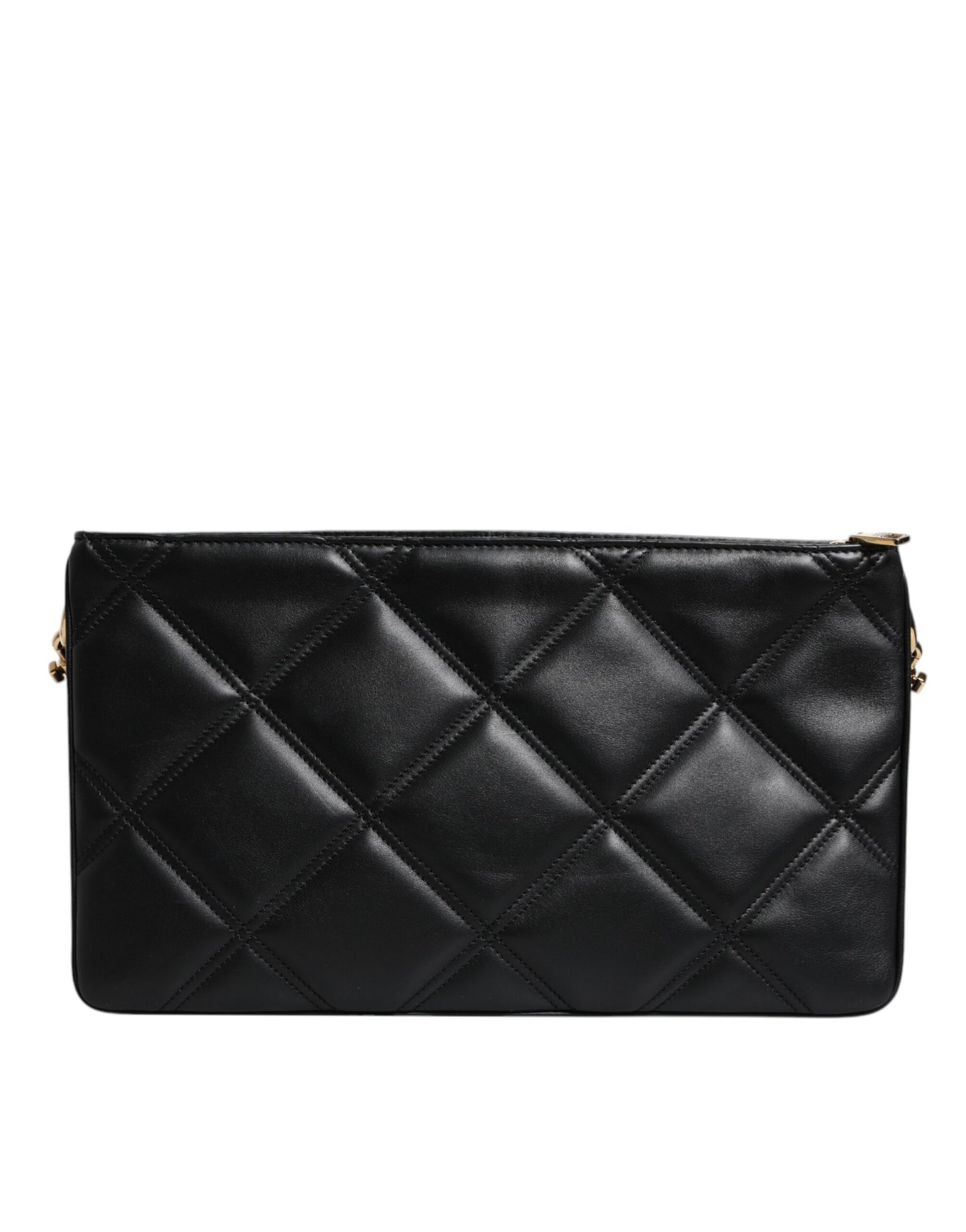 Black Leather Crystal Embellished Logo Shoulder Bag